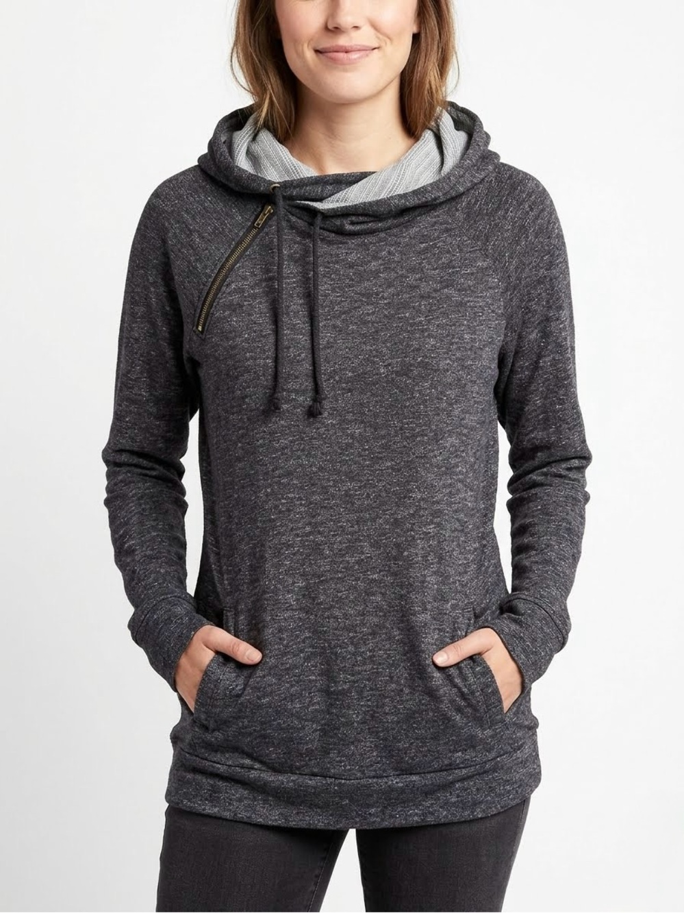Ampersand Avenue DoubleHood™ Large Charcoal Heather Athleisure Cozy Hoodie